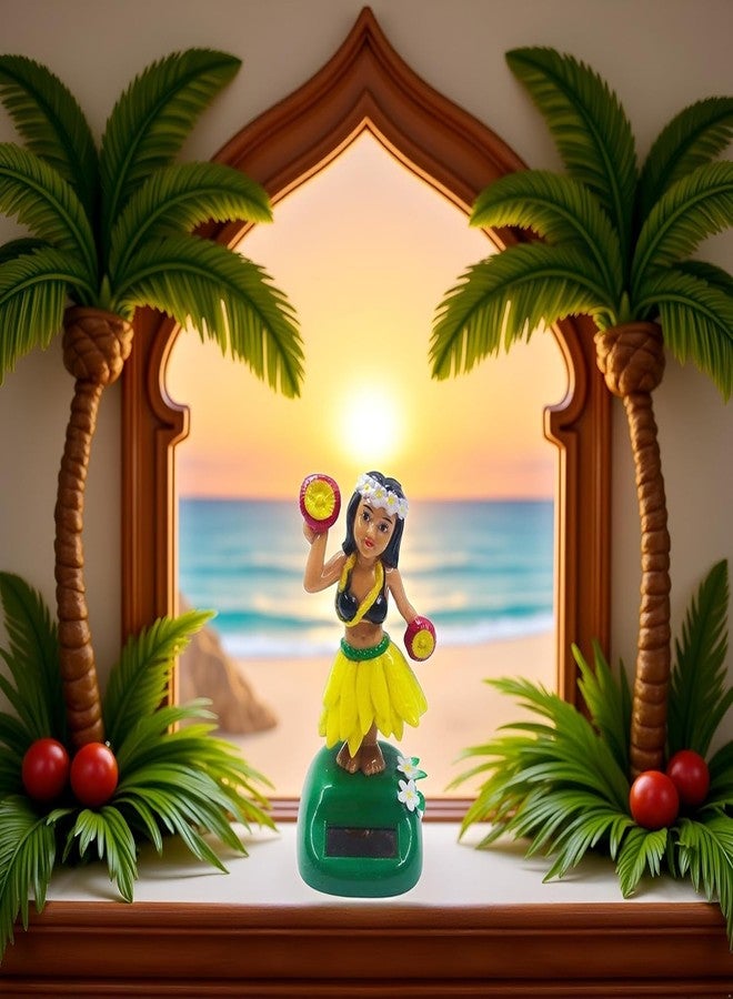 Jizlan Solar Powered Hula Girl Dancing Figures Decoration Swinging Hawaiian Girl Doll Car Dashboard Ornaments for Car Interior Home Party Decor Learning Education - Image 4